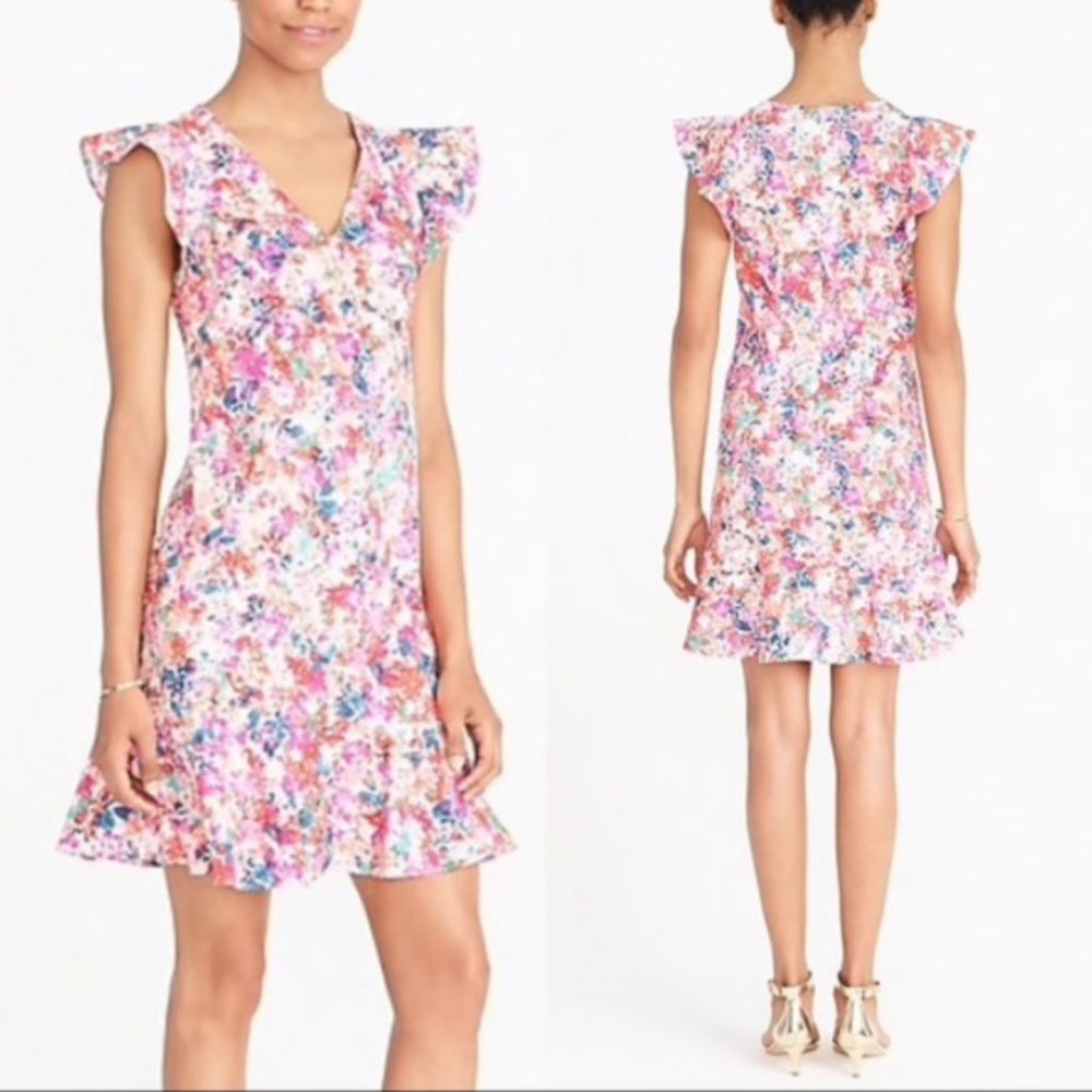 J Crew floral ruffle dress